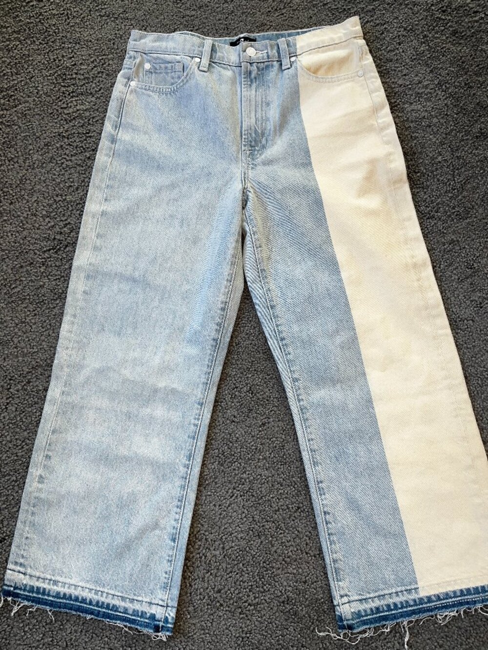 7 For All Mankind CROPPED ALEXA wo-Tone Colorblock Crop Wide Leg Jeans 28